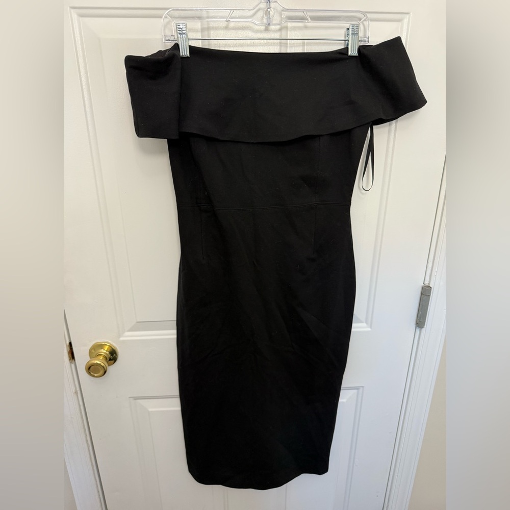 Women’s Babaton Ruslan Off The Shoulder Black Midi Dress Size 10 Classic Formal - Picture 2 of 7